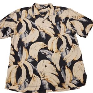 Tommy Bahama 100% Silk Banana Tropical Button Up Short Sleeve Shirt M